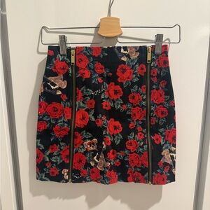 Joyrich Red and Black Floral Mini Skirt